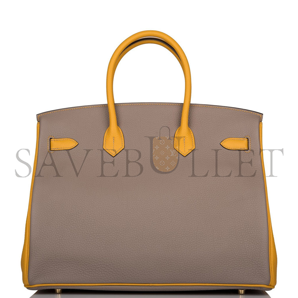 HERMÈS MASTER BIRKIN 30 EPSOM ASPHALT GREY AND AMBER YELLOW GOLD BUCKLE H028369CK15 (30*23*15cm)